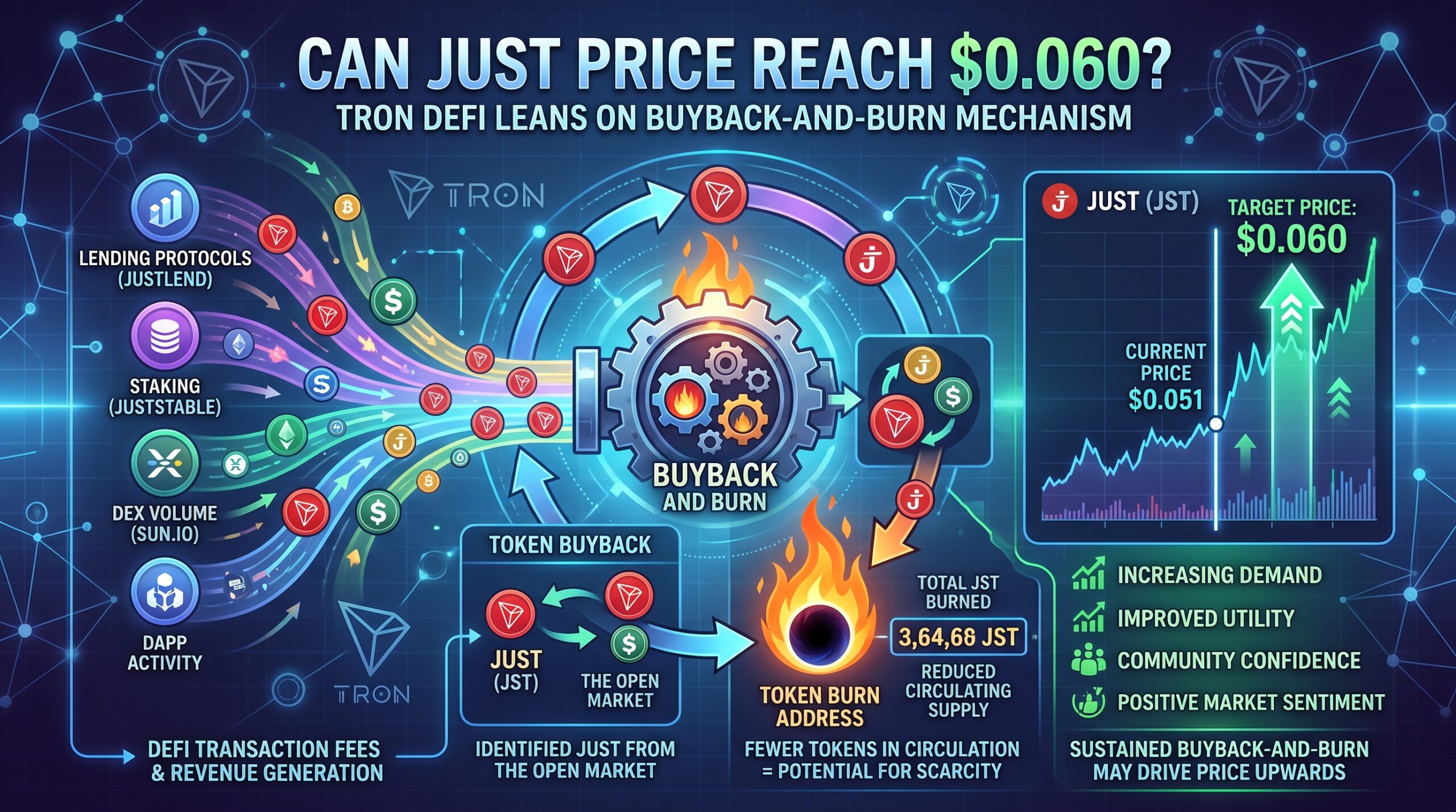 Can JUST Price Reach $0.060 as TRON DeFi Leans on Buyback-and-Burn?