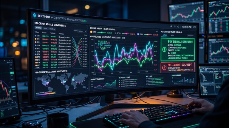 Machine Learning Sentiment Bots Automating Trades Based on On-Chain Data and Social Trends
